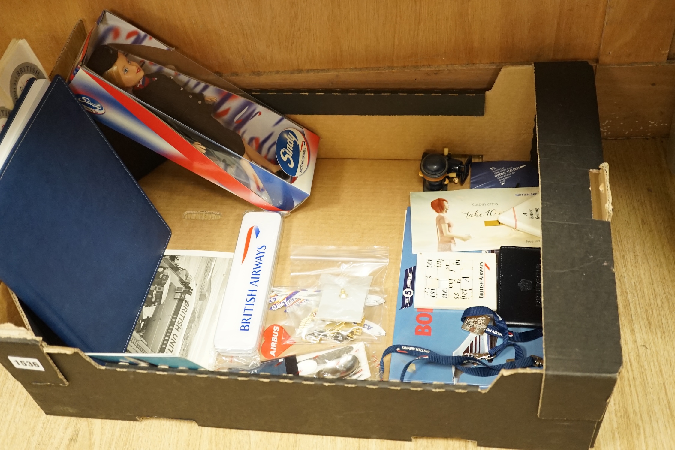 British Airways memorabilia: including wallet, Sunday dolls, vanity bags, newspapers magazines etc. Condition - fair to good